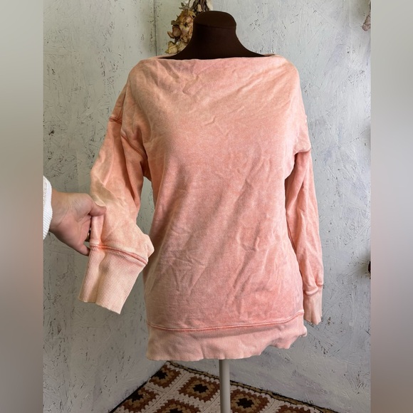 Pilcro & The Letterpress x Anthro Donna Boat Neck Coral Tunic Sweatshirt Medium - Picture 4 of 8